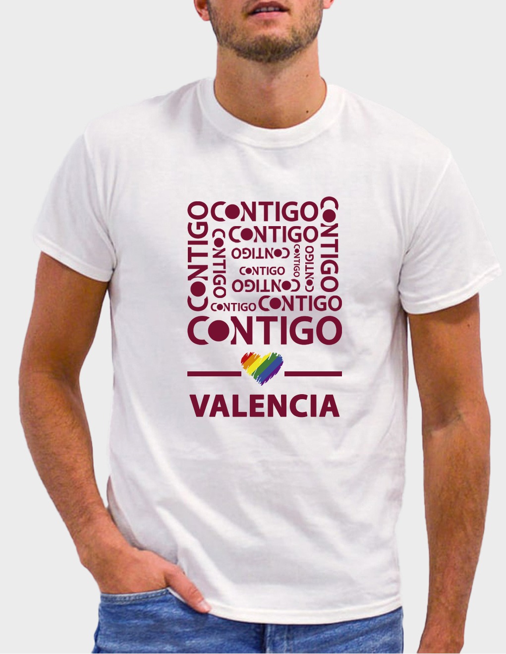 Camiseta Blanca LGTBI Contigo Somos Democracia Valencia